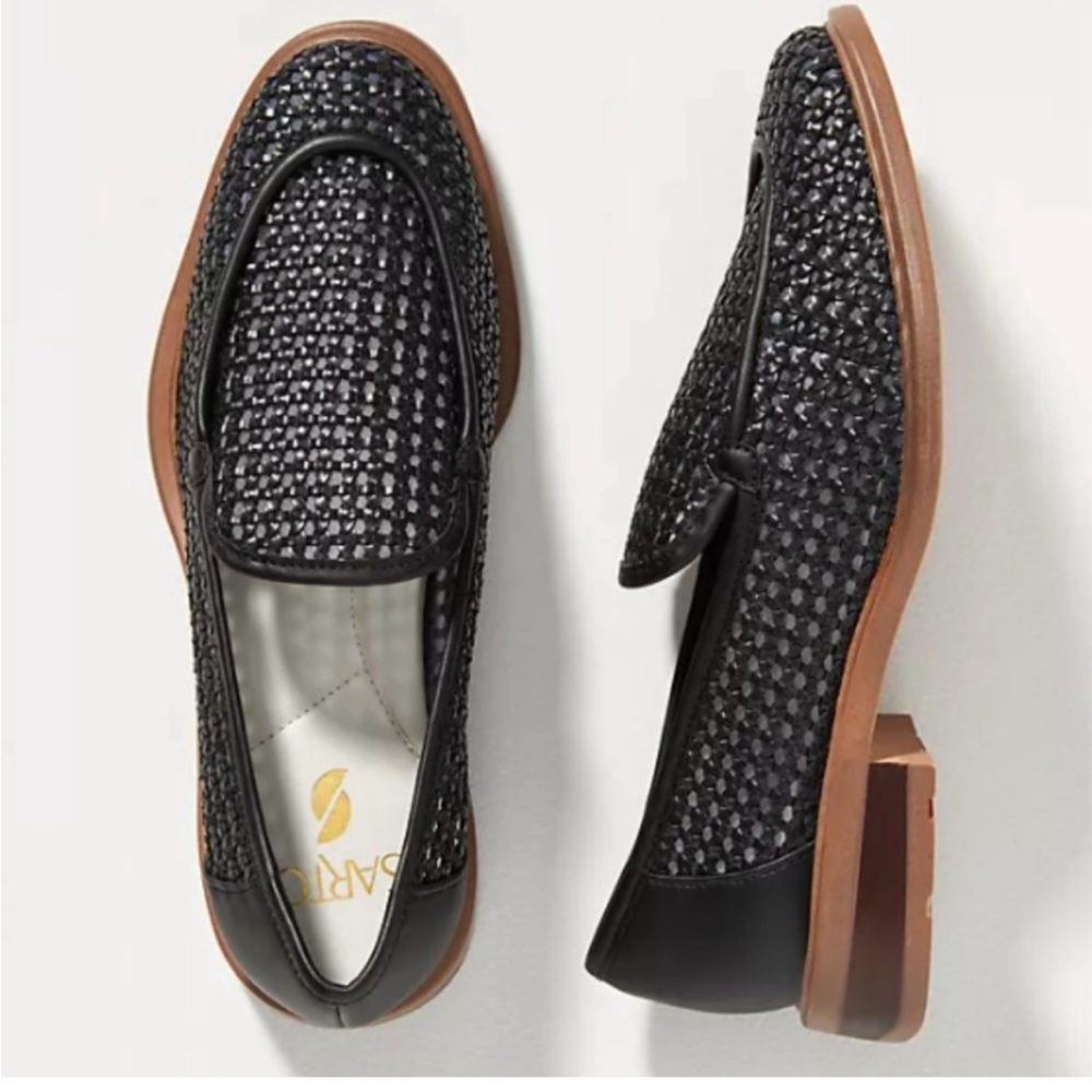 Franco Sarto Faux Raffia Leather Look Loafers 9.5